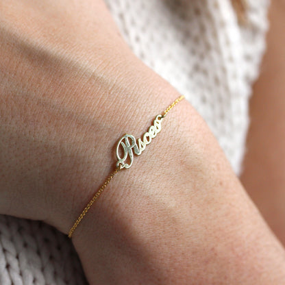 Sterlingsilber Fische Name Verstellbar Armband