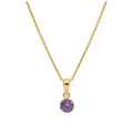 Halskette aus 9 Karat Gold mit 5 mm runden Amethyst-CZ-Steinen in Krappenfassung, 16–20 Zoll