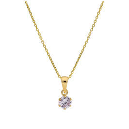 Halskette aus 9 Karat Gold mit rundem Alexandrit-Zirkonia in Krappenfassung, 5 mm, 40 - 50 cm