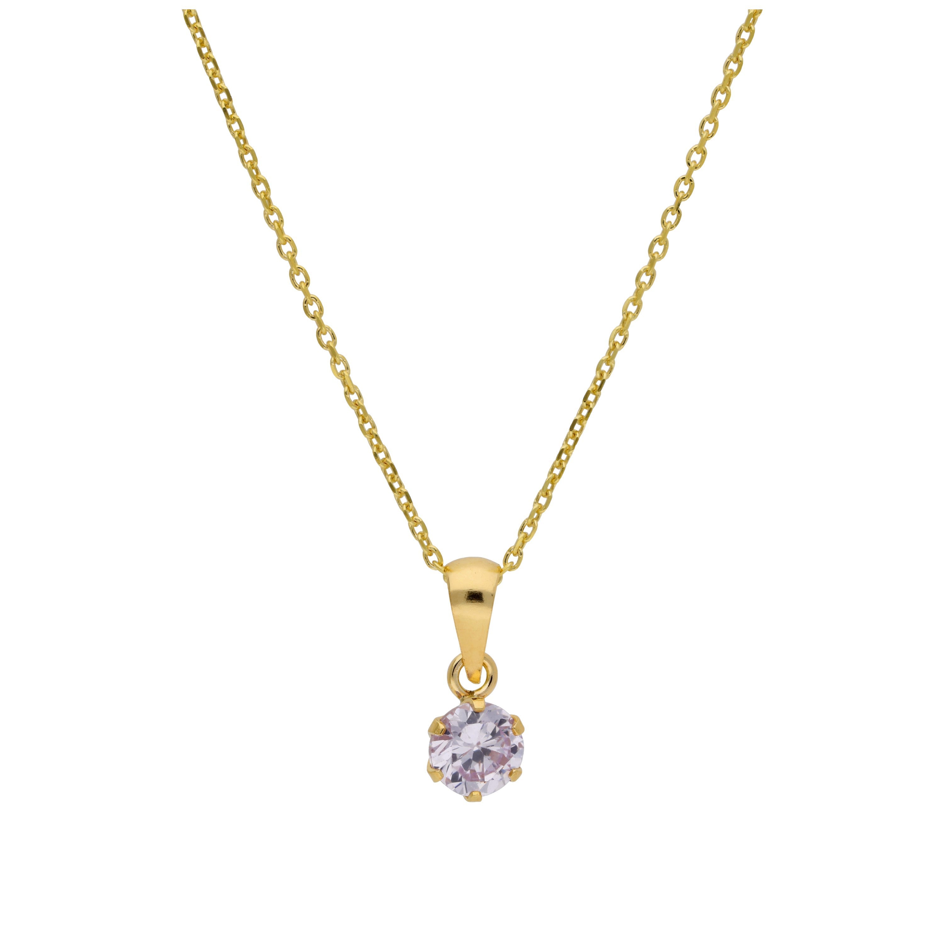9 Karat Gold 5 mm runde Krallen Alexandrit CZ Halskette 40–50 cm