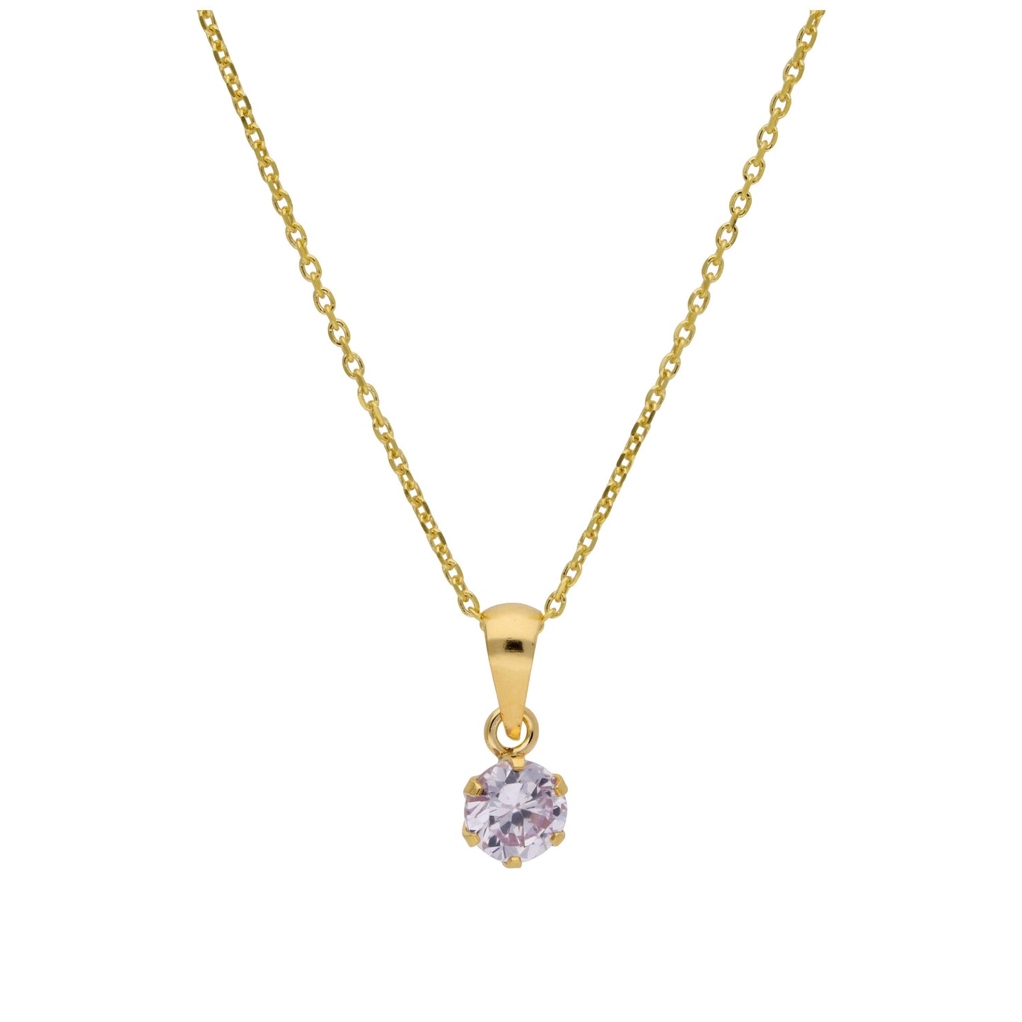 9 Karat Gold 5 mm runde Krallen Alexandrit CZ Halskette 40–50 cm