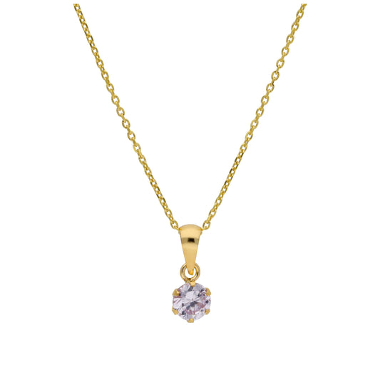 9 Karat Gold 5 mm runde Krallen Alexandrit CZ Halskette 40–50 cm