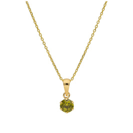 Halskette aus 9 Karat Gold mit 5 mm runden CZ-Steinen in Peridot, 16–20 Zoll