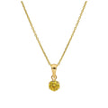 Halskette aus 9 Karat Gold mit 5 mm rundem Citrin CZ in Krappenfassung, 16-20 Zoll