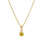 Halskette aus 9 Karat Gold mit 5 mm rundem Citrin CZ in Krappenfassung, 16-20 Zoll