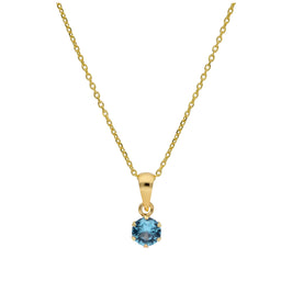 Halskette aus 9 Karat Gold mit rundem Tansanit-Zirkonia in Krappenfassung, 5 mm, 40 - 50 cm
