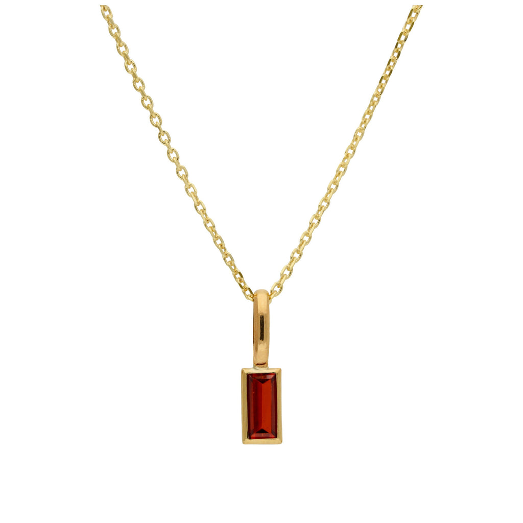 Halskette aus 9 Karat Gold mit Baguette-Granat und CZ, 40–50 cm