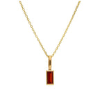 Halskette aus 9 Karat Gold mit Baguette-Granat und CZ, 40–50 cm