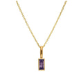 Halskette aus 9 Karat Gold mit Baguette-Amethyst und CZ, 16–20 Zoll