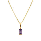 Halskette aus 9 Karat Gold mit Baguette-Amethyst und CZ, 16–20 Zoll