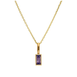 Halskette aus 9 Karat Gold mit Baguette-Amethyst und CZ, 16–20 Zoll