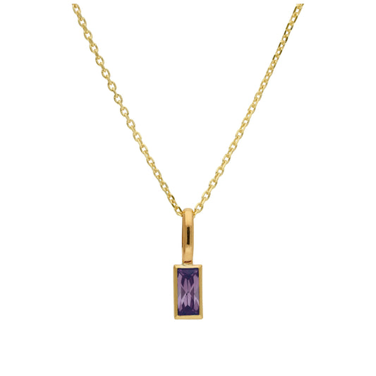 9 Karat Gold Baguette Amethyst CZ Halskette 16 - 51cm