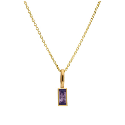 Halskette aus 9 Karat Gold mit Baguette-Amethyst und CZ, 16–20 Zoll
