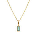 Halskette aus 9 Karat Gold mit Baguette-Aquamarin und CZ, 16–20 Zoll