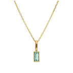 Halskette aus 9 Karat Gold mit Baguette-Aquamarin und CZ, 16–20 Zoll