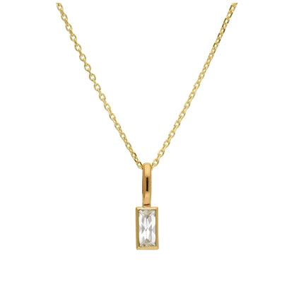 9ct Gold Baguette Clear CZ Necklace 16 - 20 Inches