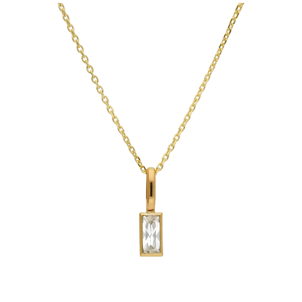 Halskette aus 9 Karat Gold mit klarem CZ-Baguette 16–20 Zoll
