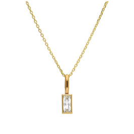 Halskette aus 9 Karat Gold mit klarem CZ-Baguette 16–20 Zoll