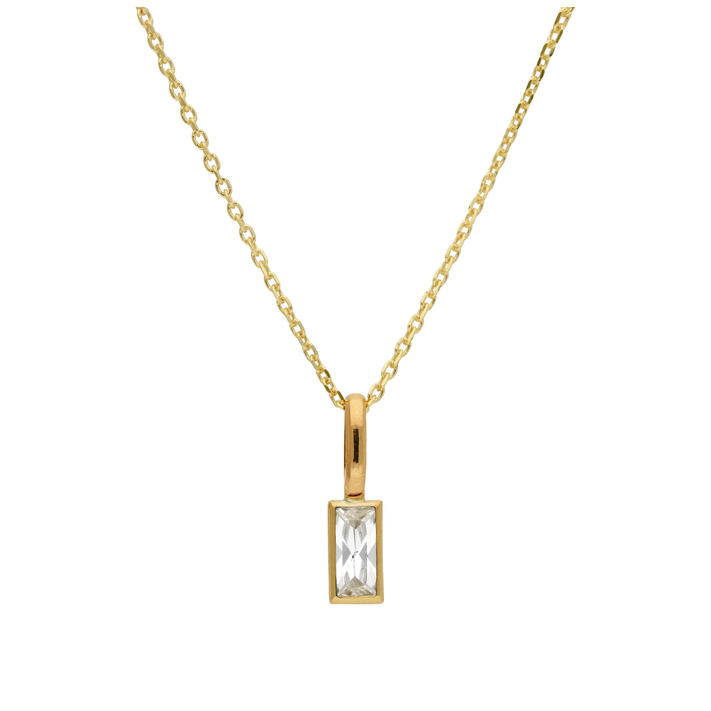 Halskette aus 9 Karat Gold mit klarem CZ-Baguette 16–20 Zoll