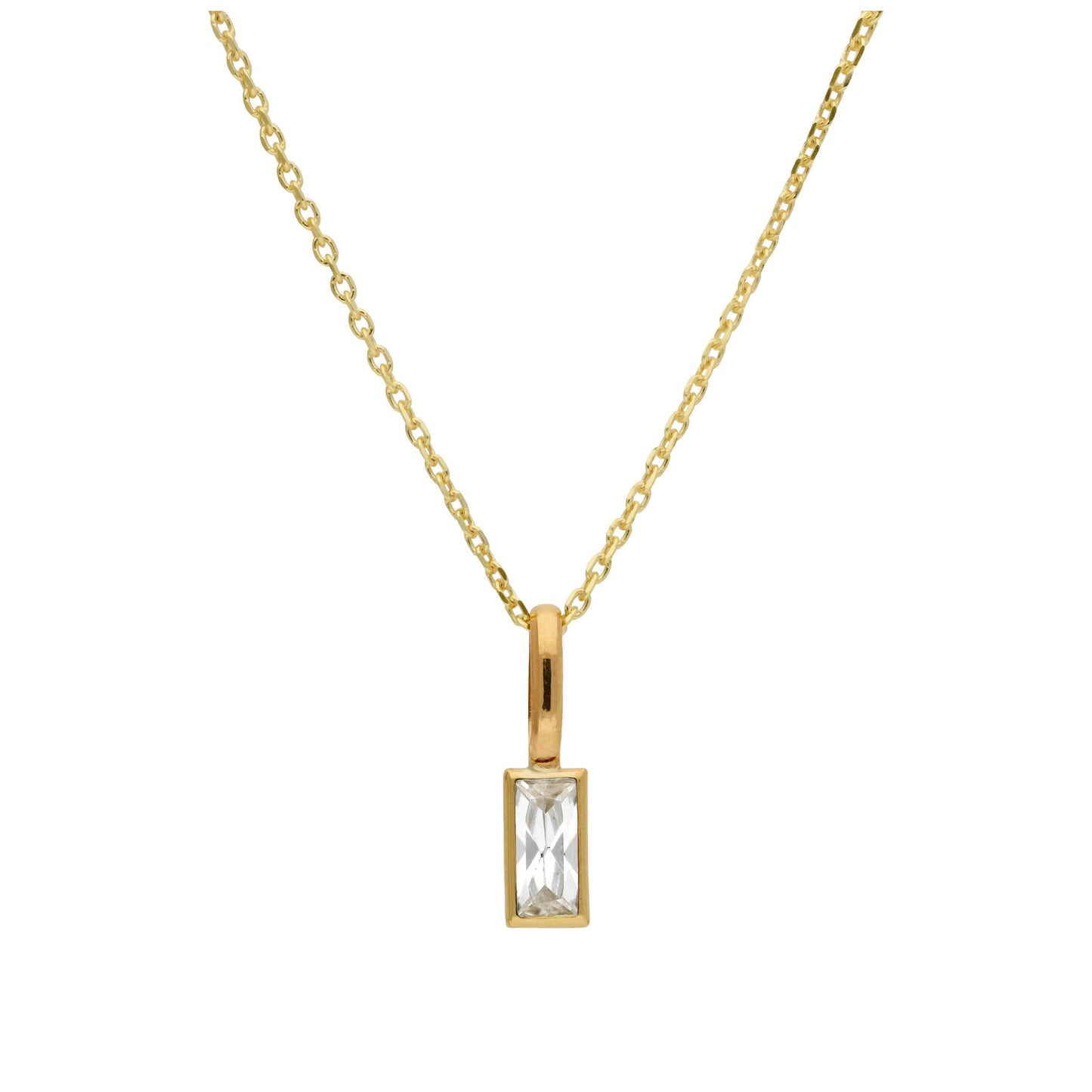 Halskette aus 9 Karat Gold mit klarem CZ-Baguette 16–20 Zoll