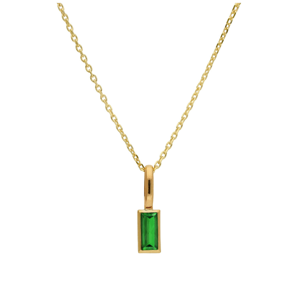Halskette aus 9 Karat Gold mit Baguette-Smaragd-CZ, 16–20 Zoll