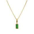Halskette aus 9 Karat Gold mit Baguette-Smaragd-CZ, 16–20 Zoll