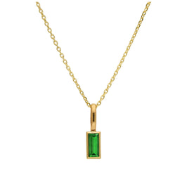 Halskette aus 9 Karat Gold mit Baguette-Smaragd-CZ, 16–20 Zoll