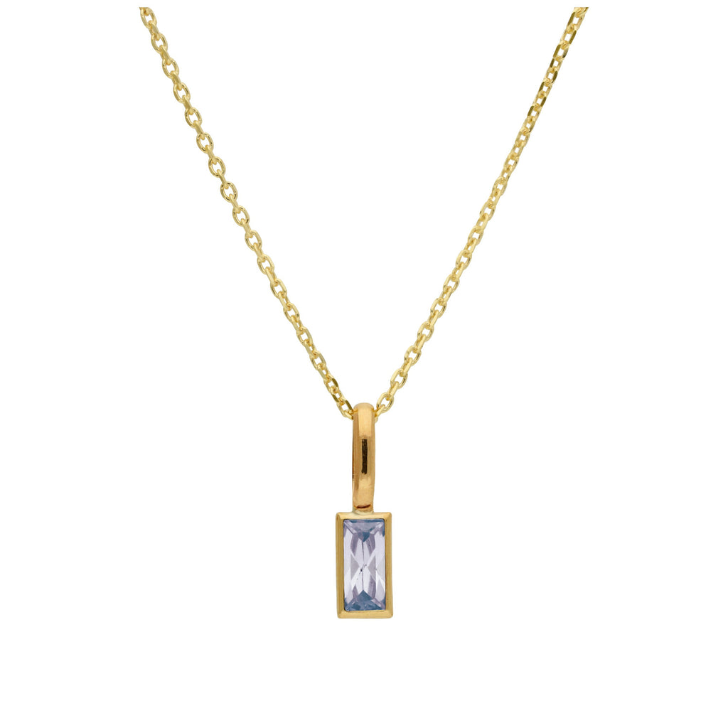 Halskette mit Baguette-Alexandrit CZ aus 9 Karat Gold, 16–20 Zoll