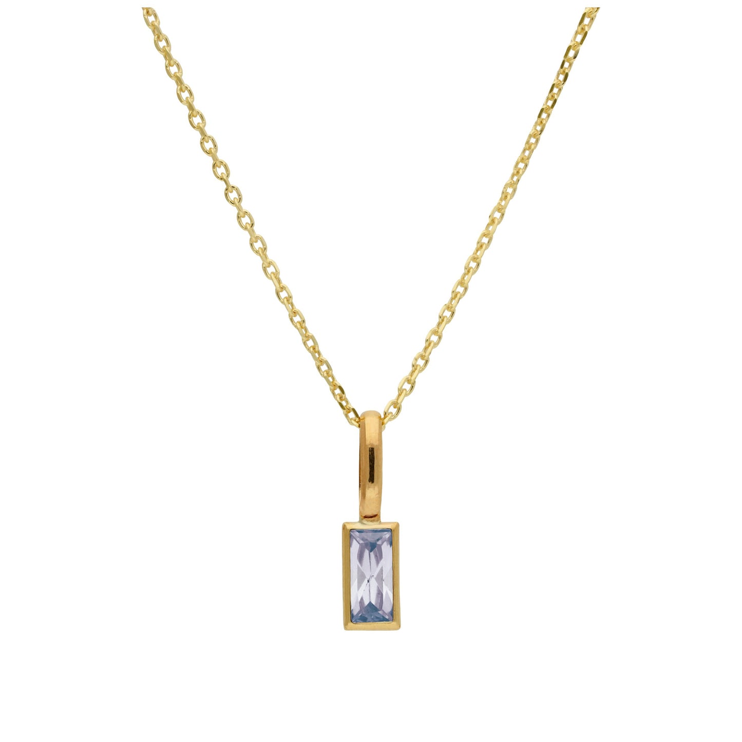 Halskette mit Baguette-Alexandrit CZ aus 9 Karat Gold, 16–20 Zoll