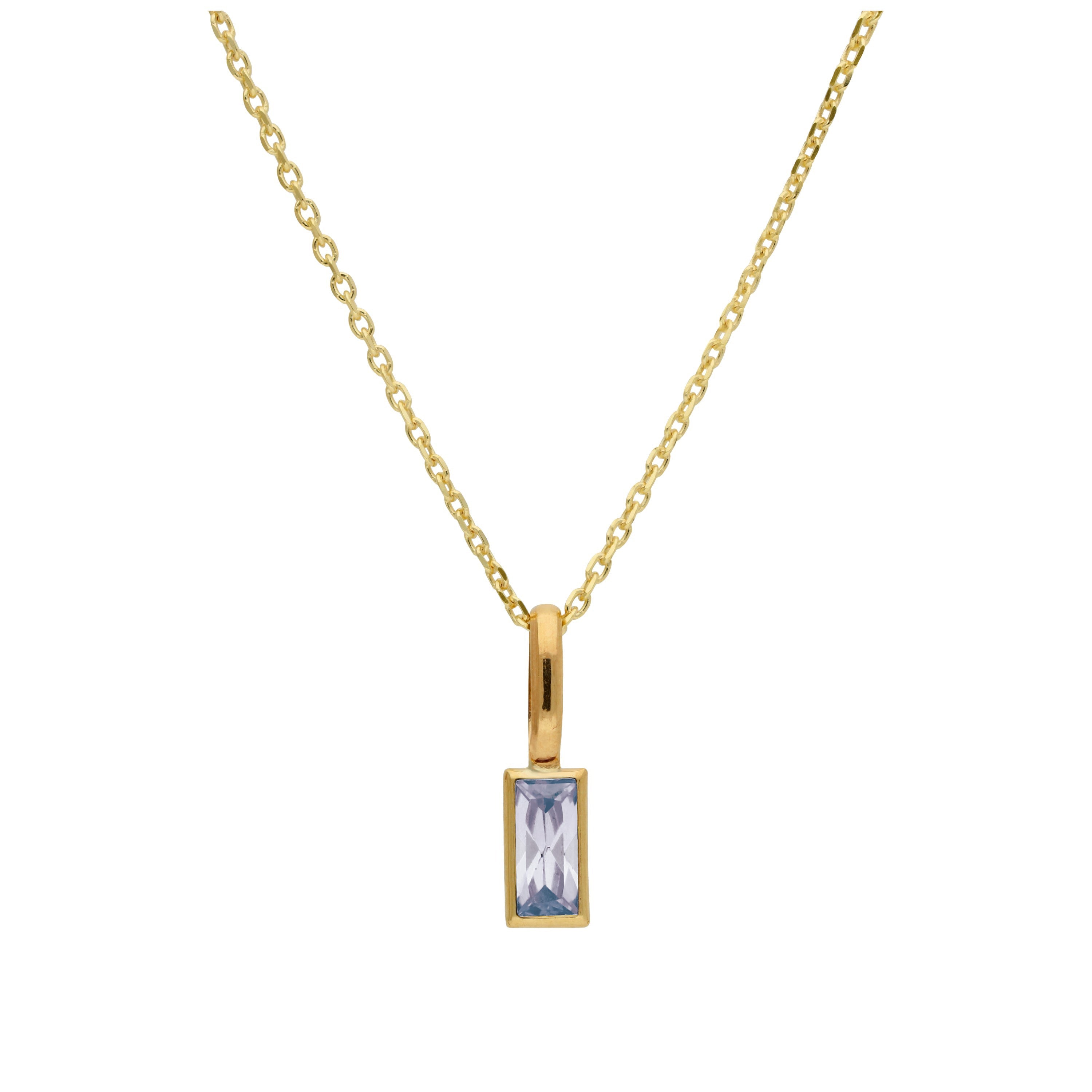 Halskette mit Baguette-Alexandrit CZ aus 9 Karat Gold, 16–20 Zoll