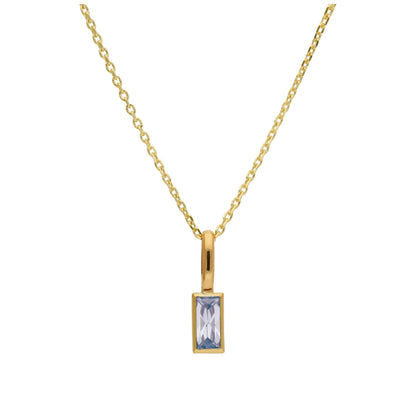 Halskette mit Baguette-Alexandrit CZ aus 9 Karat Gold, 16–20 Zoll