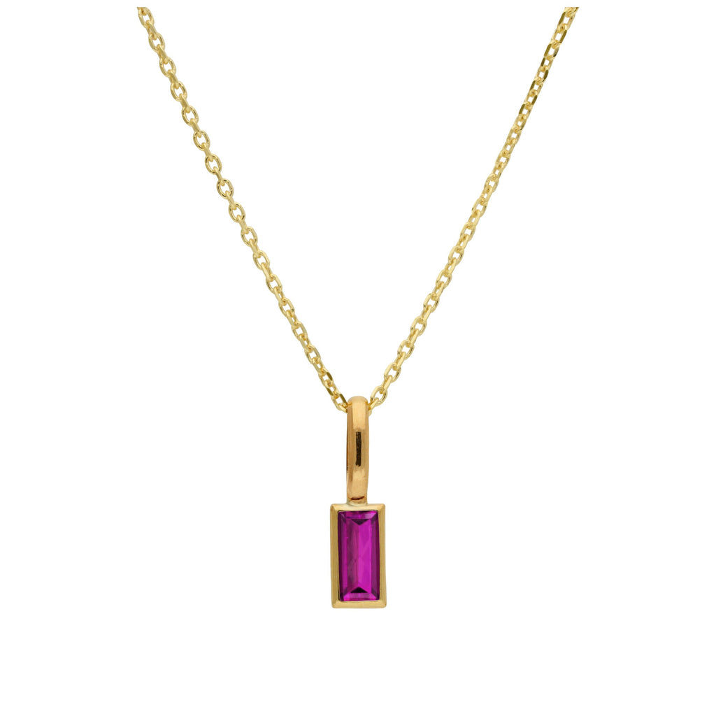 9-karätige Goldkette mit Baguette-Rubin-CZ 16–20 Zoll