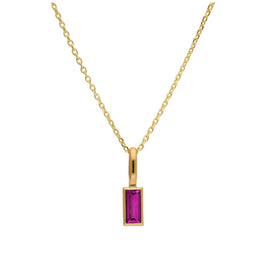 9-karätige Goldkette mit Baguette-Rubin-CZ 16–20 Zoll