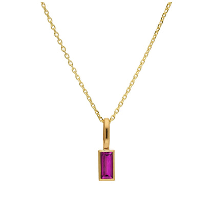 9-karätige Goldkette mit Baguette-Rubin-CZ 16–20 Zoll