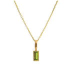Halskette aus 9 Karat Gold mit Baguette-Peridot und CZ, 16–20 Zoll