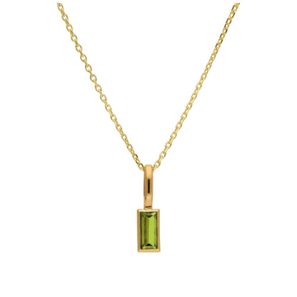 Halskette aus 9 Karat Gold mit Baguette-Peridot und CZ, 16–20 Zoll