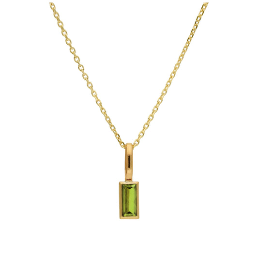 Halskette aus 9 Karat Gold mit Baguette-Peridot und CZ, 16–20 Zoll