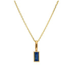 Halskette aus 9 Karat Gold mit Baguette-Saphir und CZ, 16–20 Zoll