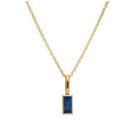 Halskette aus 9 Karat Gold mit Baguette-Saphir und CZ, 16–20 Zoll