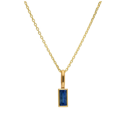 9ct Gold Baguette Sapphire CZ Necklace 16 - 20 Inches