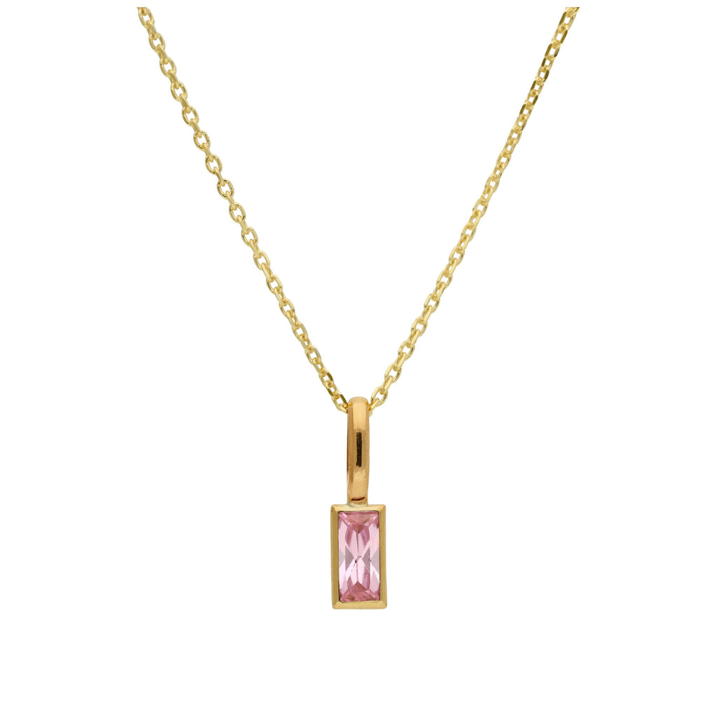 Halskette aus 9 Karat Gold mit Baguette-Turmalin und CZ, 16–20 Zoll