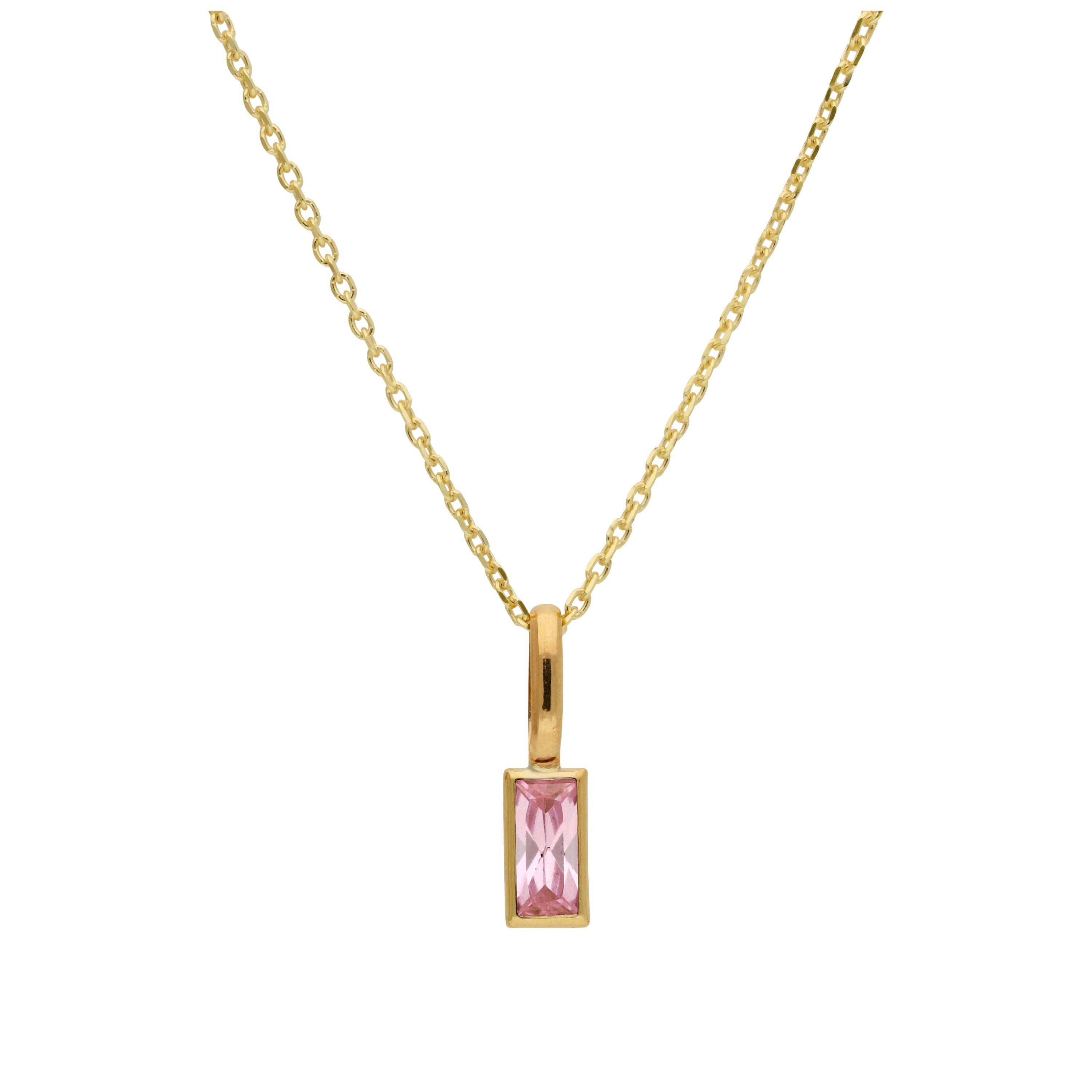 Halskette aus 9 Karat Gold mit Baguette-Turmalin und CZ, 16–20 Zoll