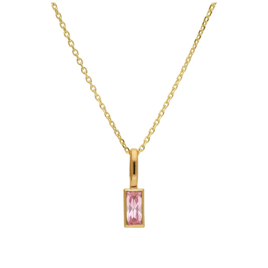 9ct Gold Baguette Tourmaline CZ Necklace 16 - 20 Inches