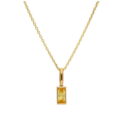 Halskette aus 9 Karat Gold mit Baguette-Citrin und CZ, 16–20 Zoll