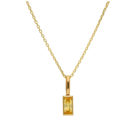 Halskette aus 9 Karat Gold mit Baguette-Citrin und CZ, 16–20 Zoll