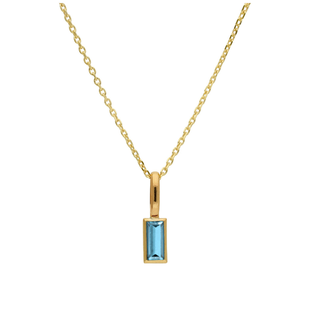 Halskette aus 9 Karat Gold mit Baguette-Tansanit und CZ, 16–20 Zoll