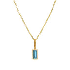 Halskette aus 9 Karat Gold mit Baguette-Tansanit und CZ, 16–20 Zoll