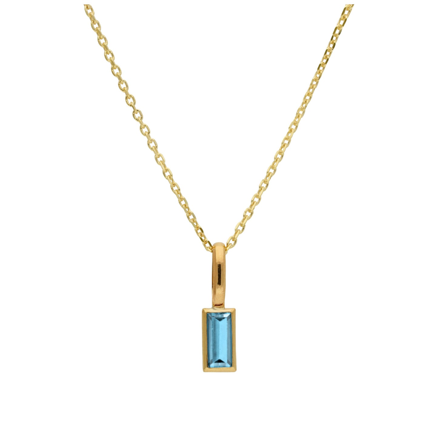 Halskette aus 9 Karat Gold mit Baguette-Tansanit und CZ, 16–20 Zoll