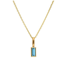 Halskette aus 9 Karat Gold mit Baguette-Tansanit und CZ, 16–20 Zoll