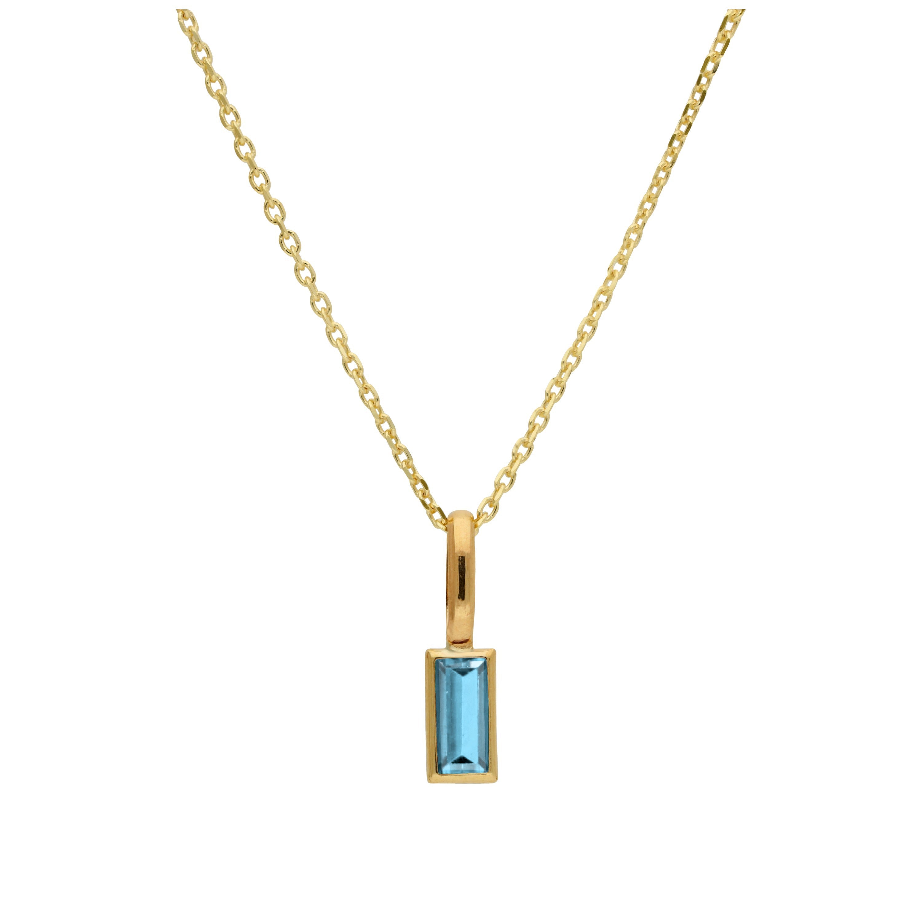 Halskette aus 9 Karat Gold mit Baguette-Tansanit und CZ, 16–20 Zoll
